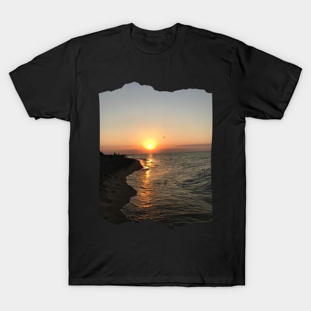 Beautiful photo of ocean waves and sunset sky landscape USA nature lovers T-Shirt by BoogieCreates